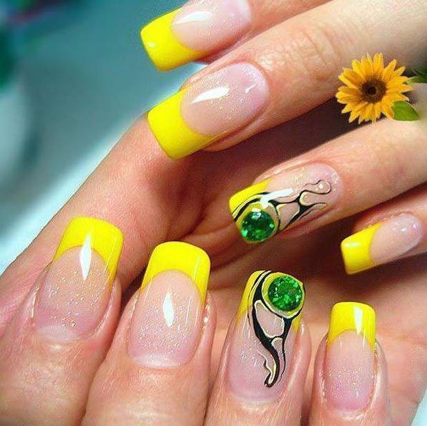 yellow unique nail design
