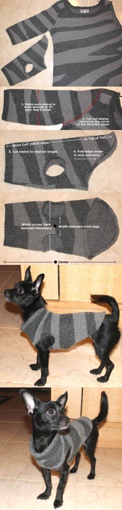 diy dog sweater from old sweater