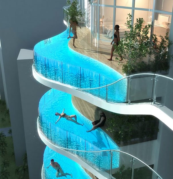unusual balcony pool