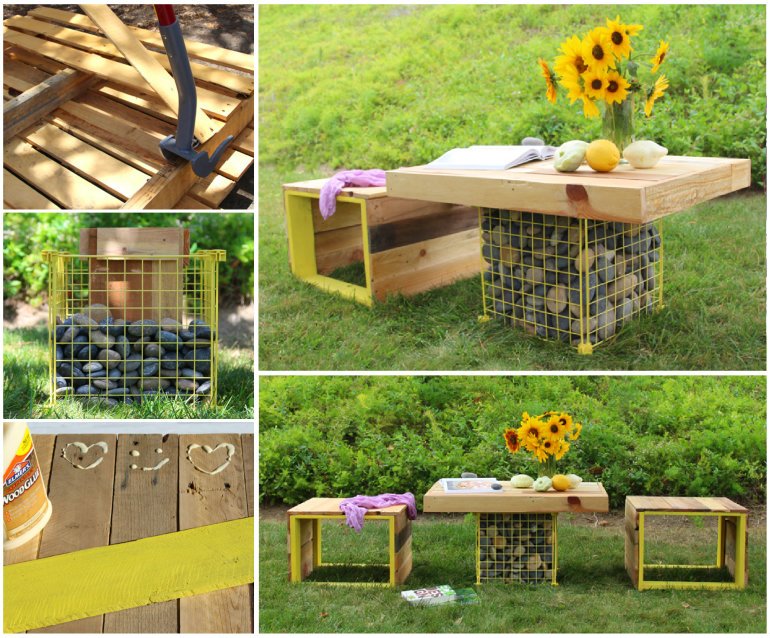 Pallet Wood Bench And Table