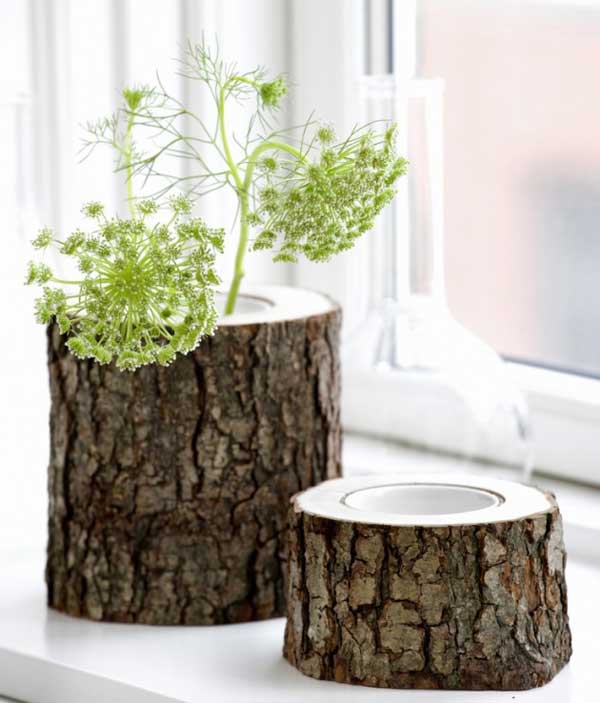 DIY log planters