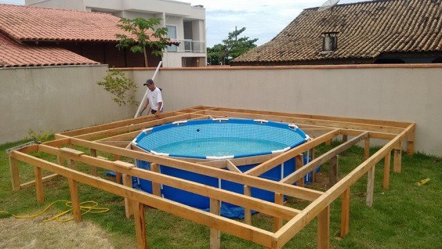 Budget Friendly Above Ground Pool With, Diy Deck Plans For Above Ground Pool