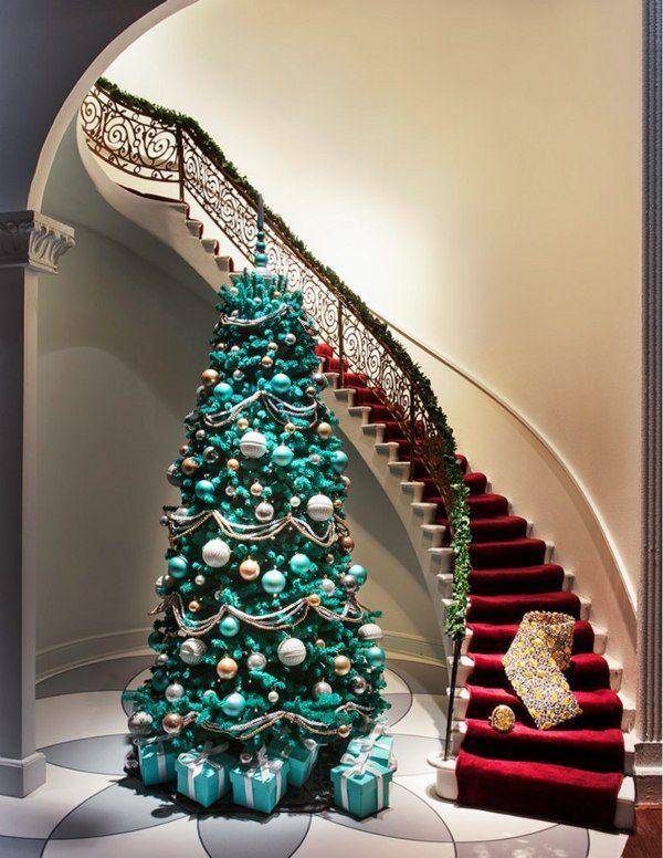 Turquoise Christmas Inspiration ~ 20 Awesome #ChristmasTree Decorating Ideas & Inspirations - Style Estate -