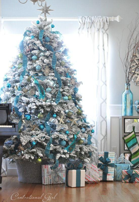 Turquoise Christmas Inspiration - Christmas Decorating ~ 20 Awesome #ChristmasTree Decorating Ideas & Inspirations - Style Estate -