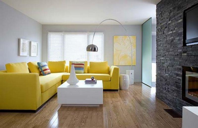 Unique Yellow Grey Interior Design for Simple Design