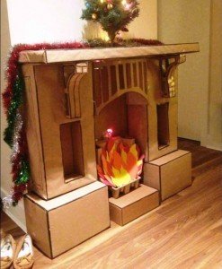 cardboard christmas fireplace