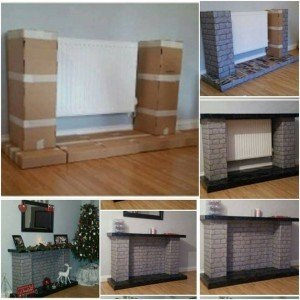 diy christmas fireplace out of boxes