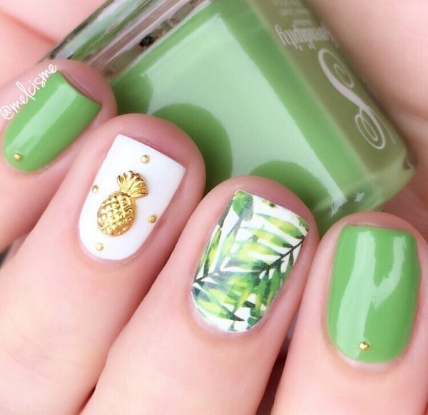easy tropical nails for short nails