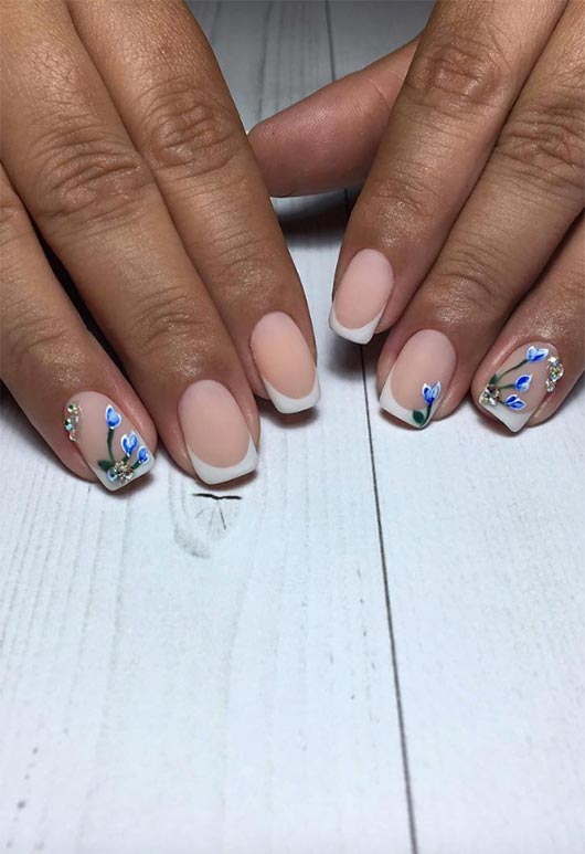 floral french nails