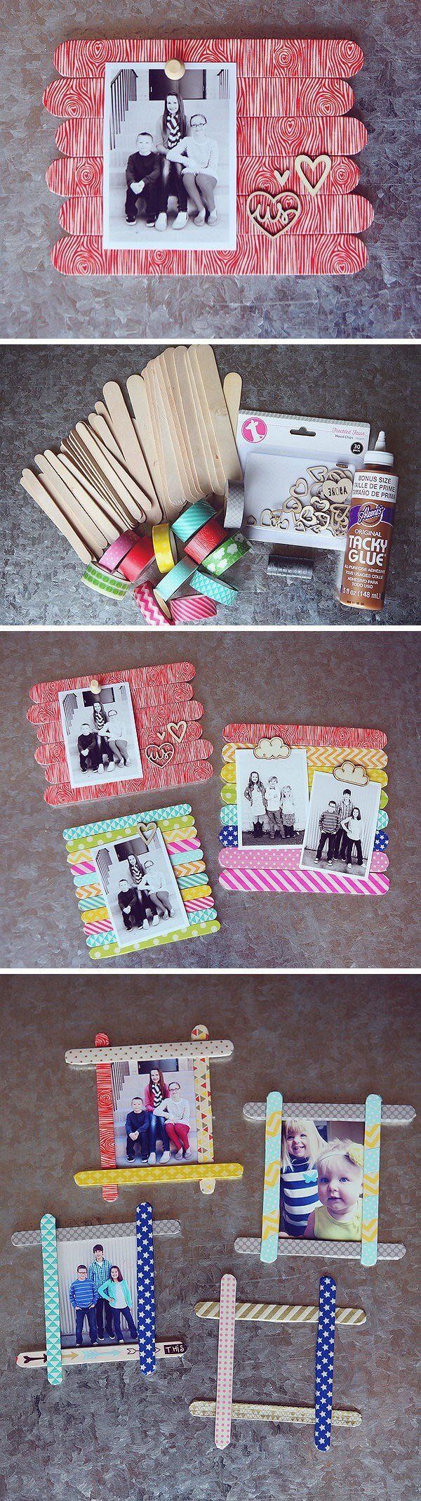 diy photo frame with icecream sticks