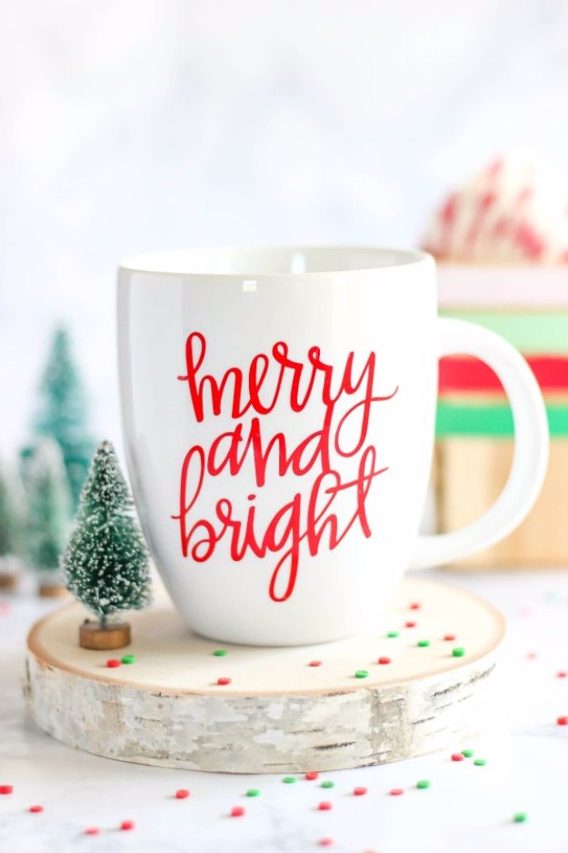 merry and bright Christmas mug