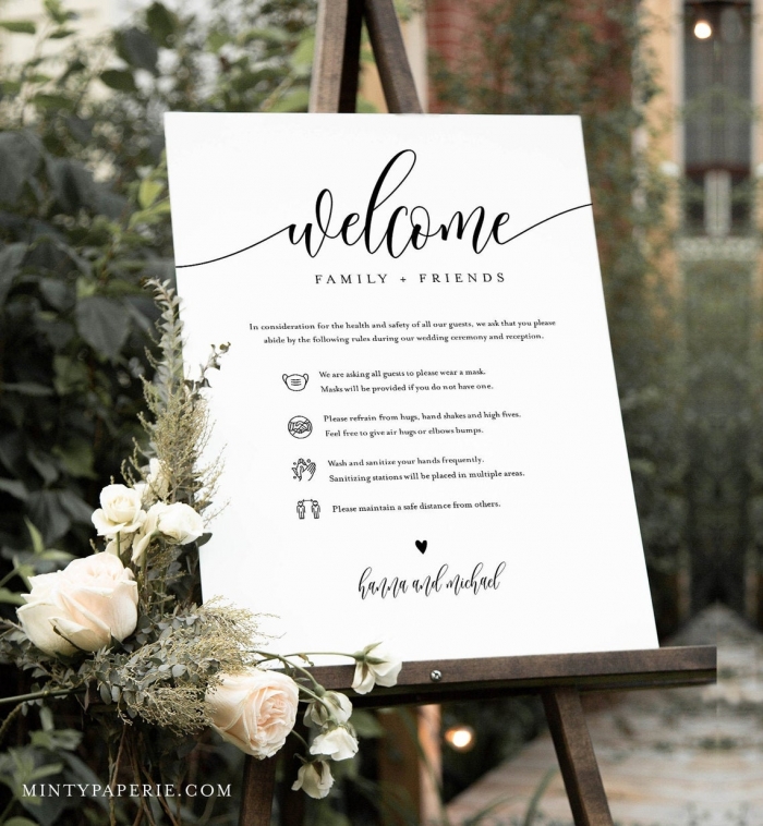 covid 19 wedding welcome sign