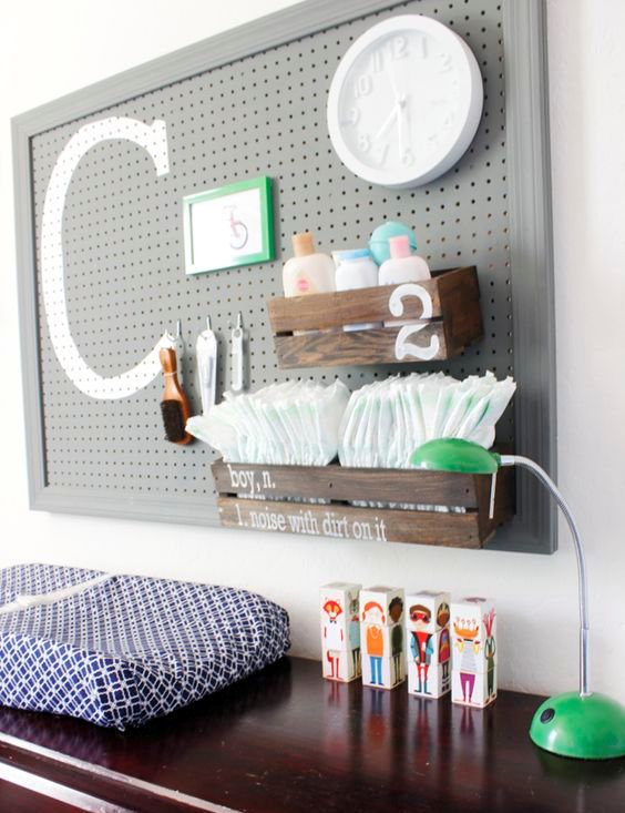 baby room pegboard