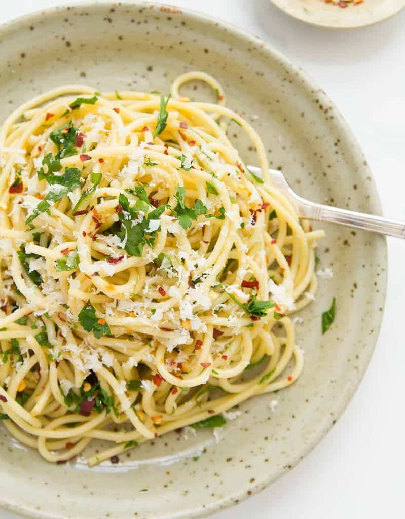 homemade pasta with garlic