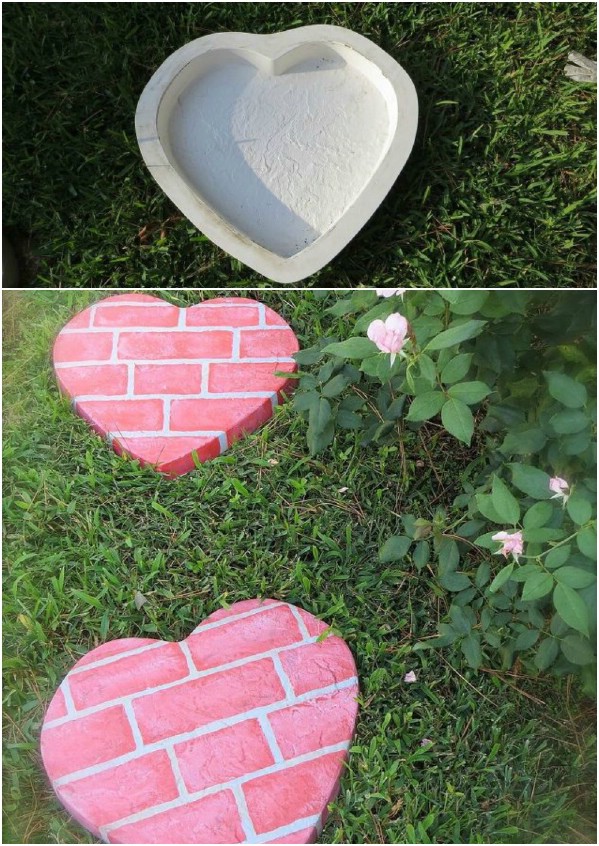 heart-shaped stepping stones