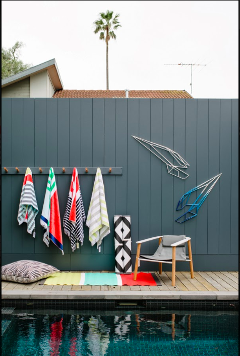 DIY pool towel storage