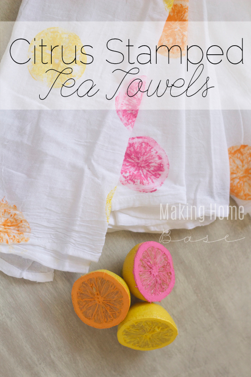 citrus stamped tea towels
