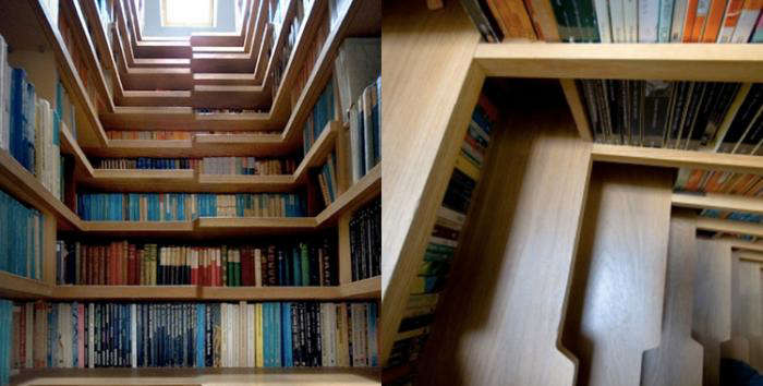 staircase book storage idea