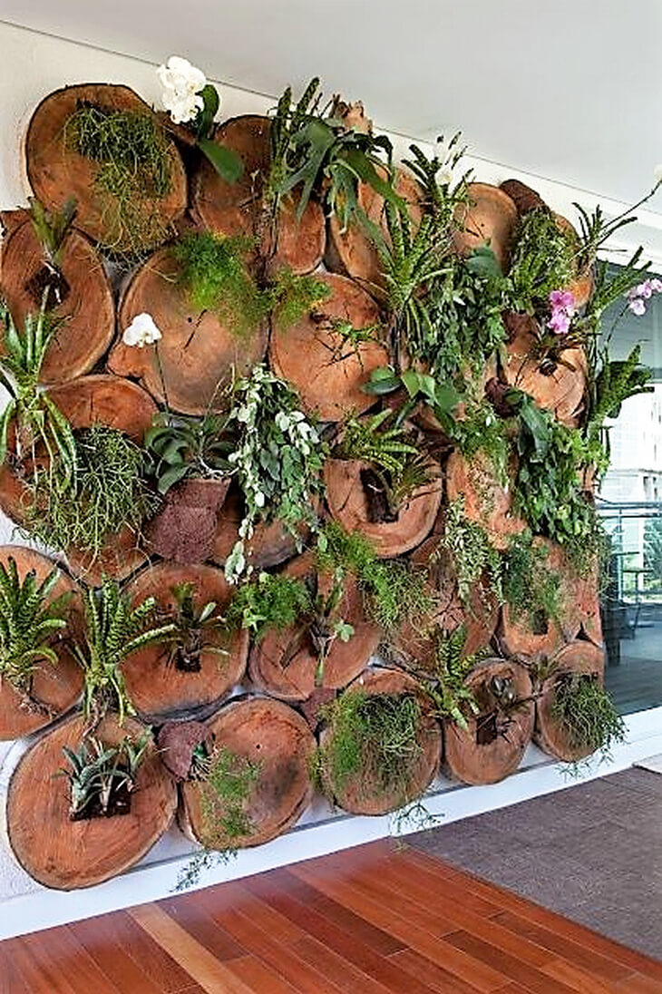 log vertical garden